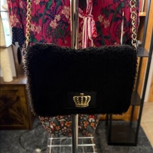 Juicy Couture Black Faux Fur Crossbody Bag
